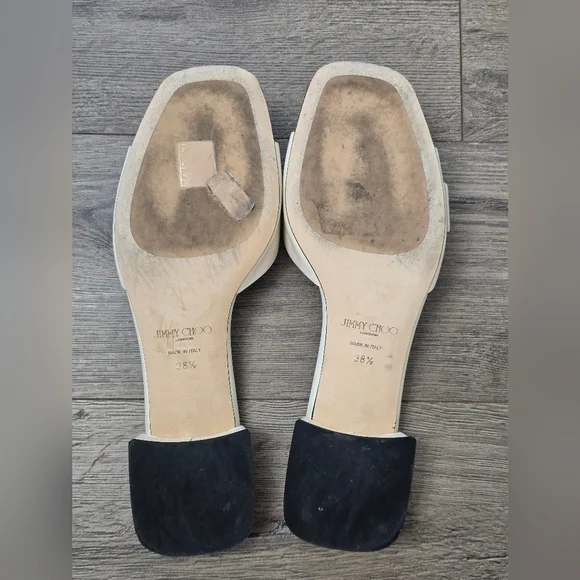 Jimmy Choo Hawke Mule Flat Latte/Gold Ladies Size 38.5 EUC Luxury Leather - Picture 10 of 13